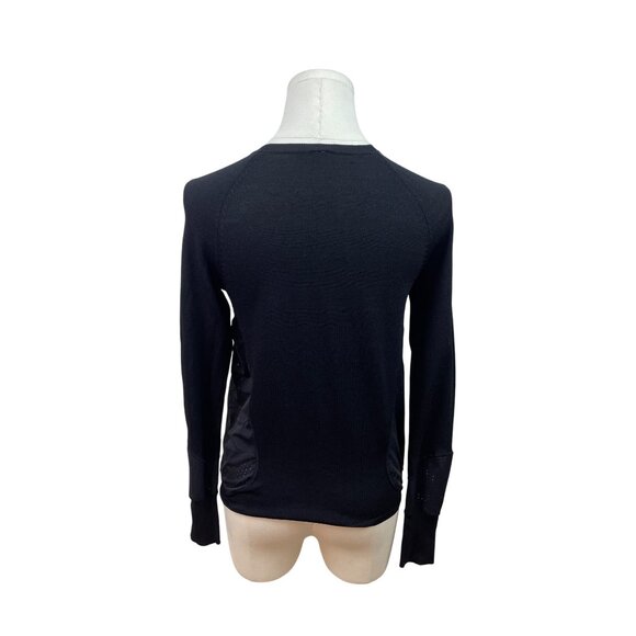 Sweaty Betty Black Long Sleeve Crew Neck Top W/ Mesh Panels Size S - Picture 3 of 7
